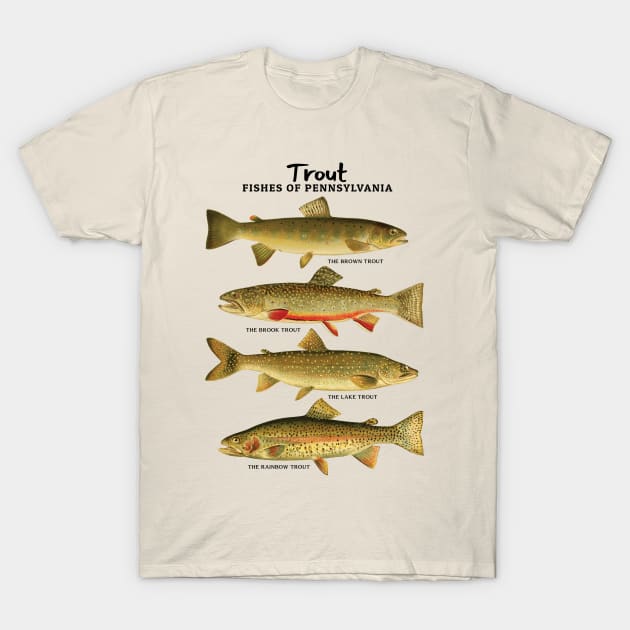 Trout Fishes of Pennsylvania T-Shirt by KewaleeTee